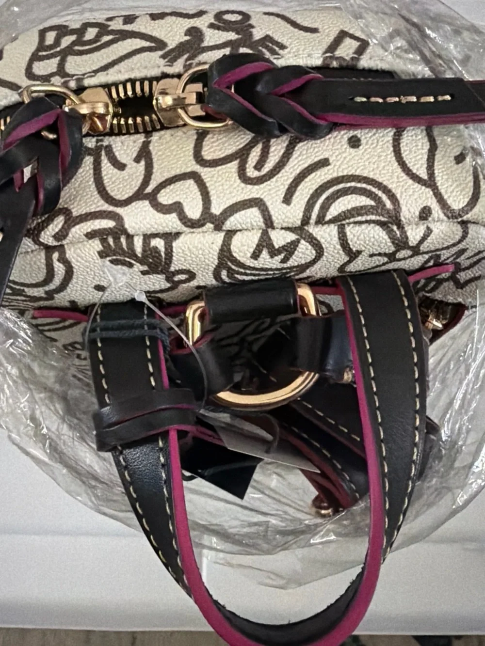 Dooney & Bourke Cream and Brown Minnie Mouse Backpack